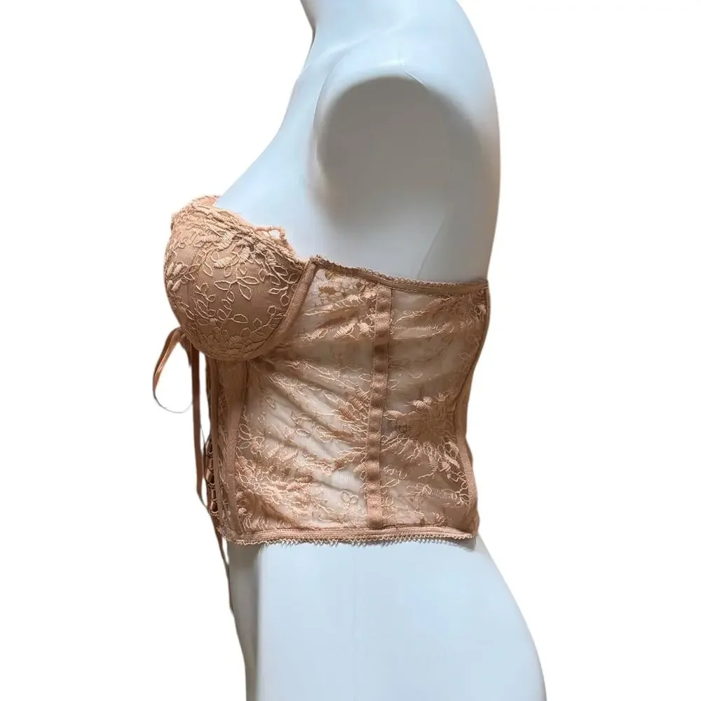 Fashion Nova Lace Corset Bustier Beige Large